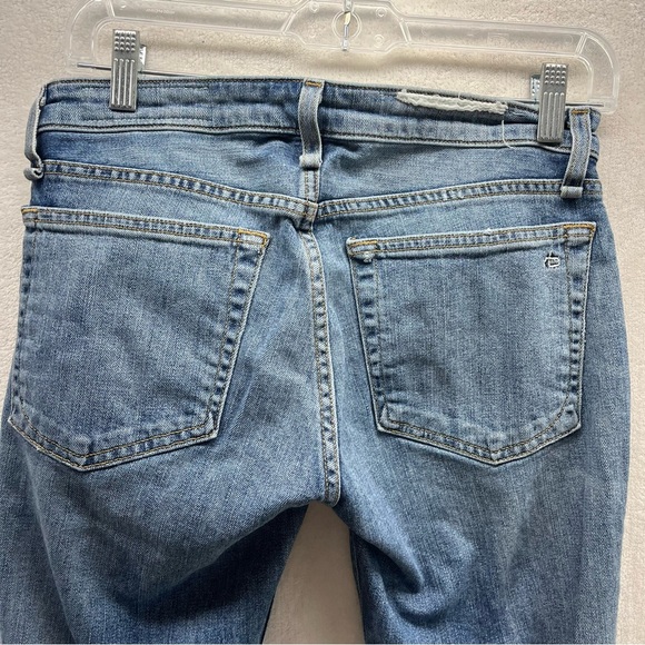 Rag & Bone Dre Straight Tapered Frayed Distress Low Rise Raw Hem Women Jeans 25 - Picture 6 of 9